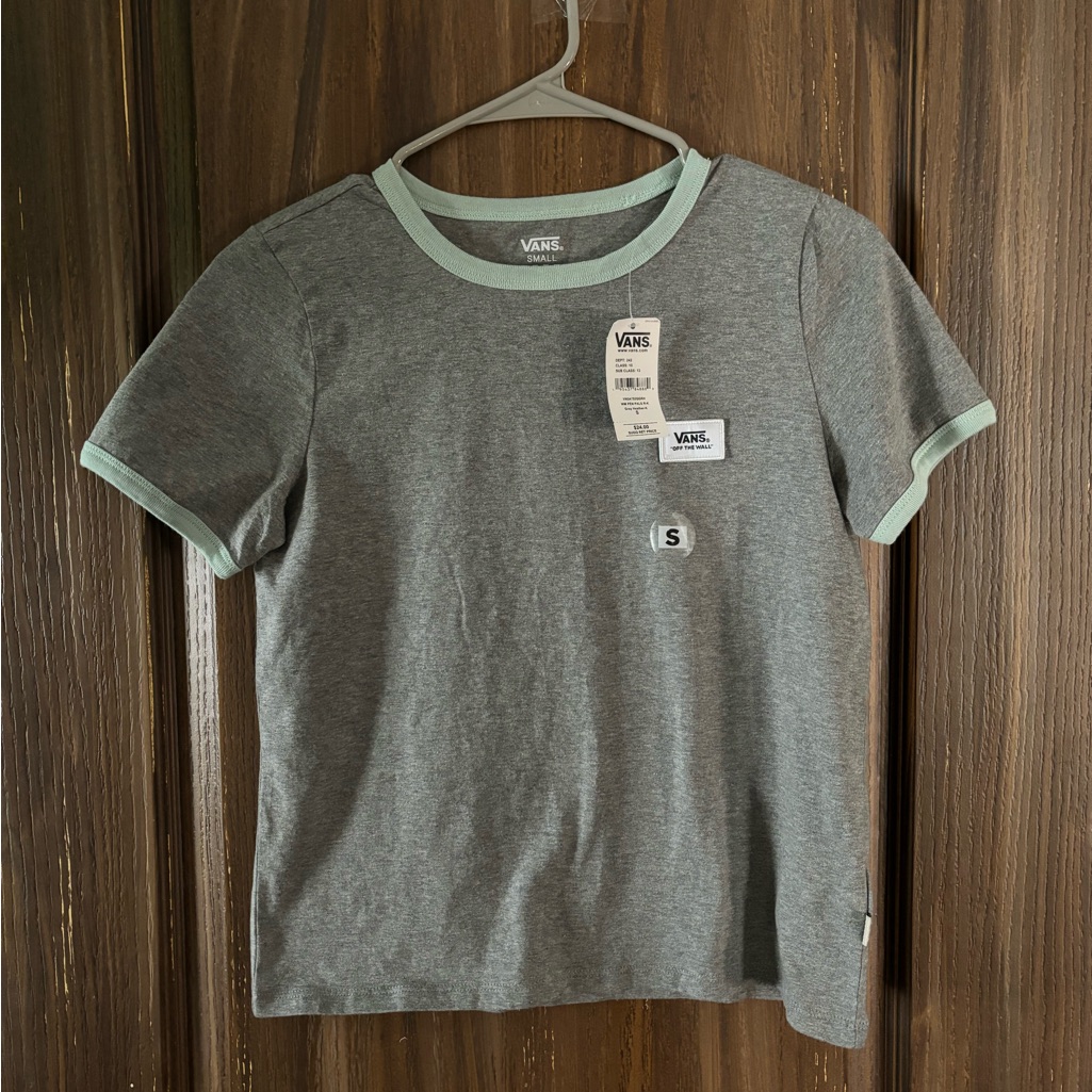 New With Tags Women’s Vans Gray Shirt With Mint Accents Size S